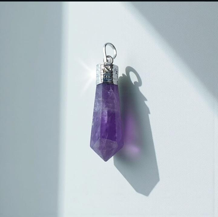 Amethyst Pendant for Improved Sleep  Pain relief balances harmones third eye chakra historically used to prevent drunkenness 
₹ - 1500/- + Certificate